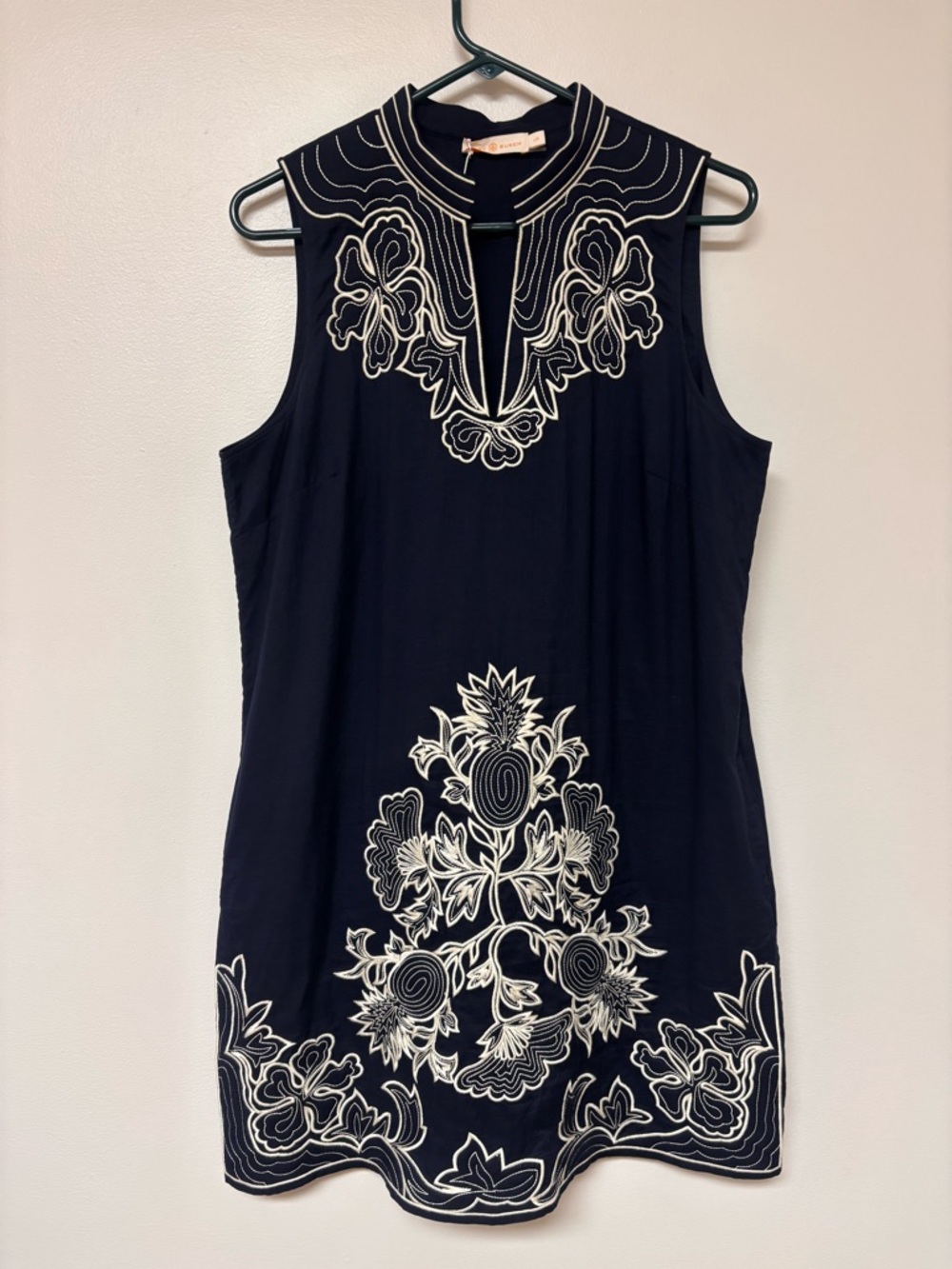Tory Burch Dress Floral Embroidery Cotton Preppy Designer L - Picture 2 of 13